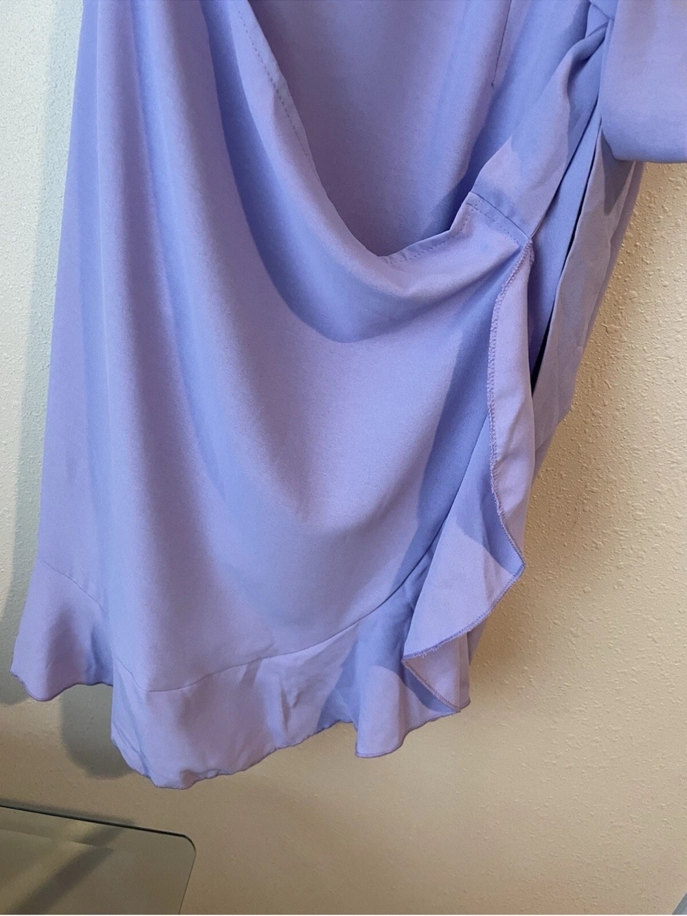 Sampeel Lavender Puff Sleeve Faux Wrap Mini Dress Size M - Picture 3 of 9